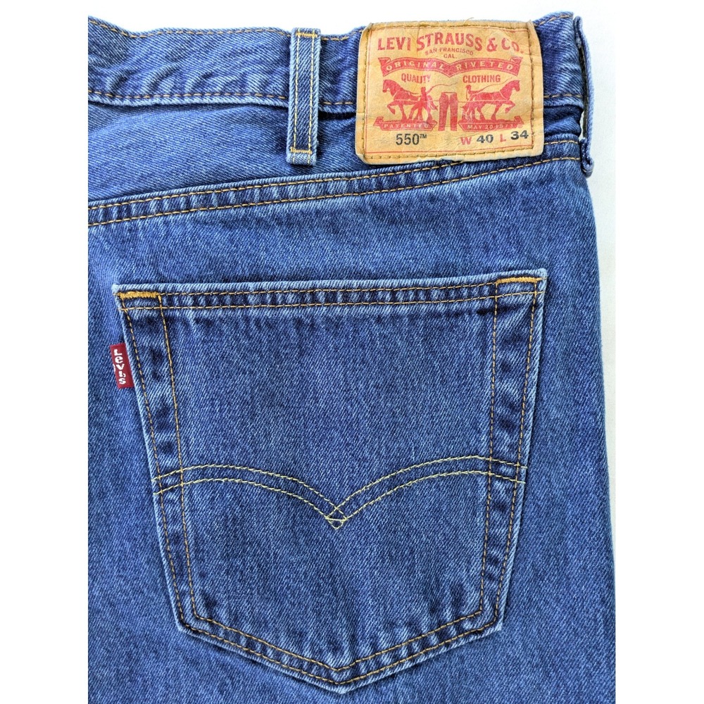 Levis 550 Relaxed Fit Tapered Leg Blue Denim Jeans Mens 40x34 Medium Wash